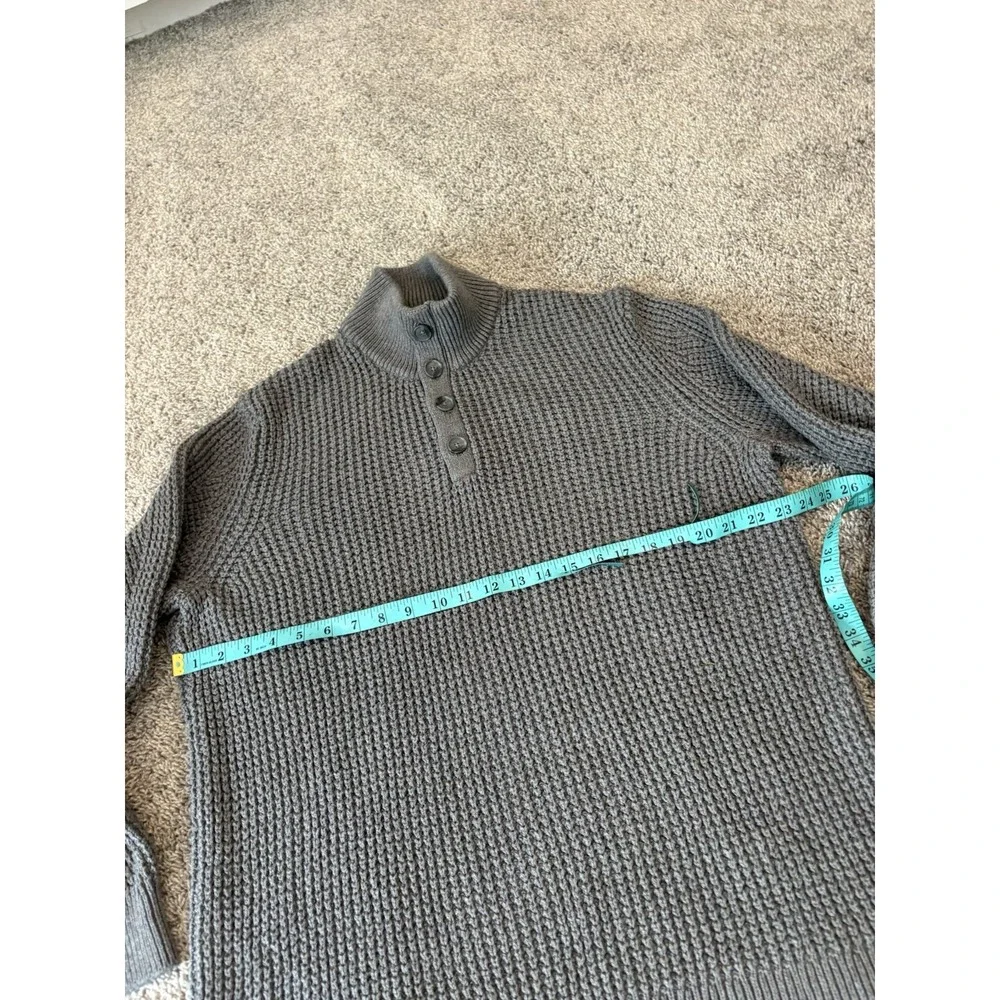 Banana Republic Sweater Men XL Gray Mock Neck Henley Button Ribbed Knit Pullover